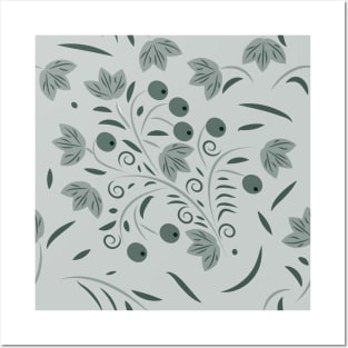 Floral pattern with flowers and leaves Posters and Art